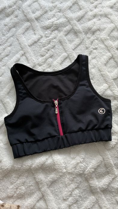 Czarny stanik top sportowy z rozowymi wstawkami M/38