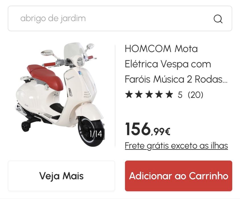 Vespa elétrica criança