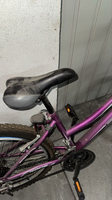 Bicicleta EMT roxa e preta