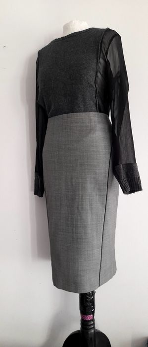 NOWA Wełniana długa midi spódnica wełna jesień zima 36 s 34 xs święta