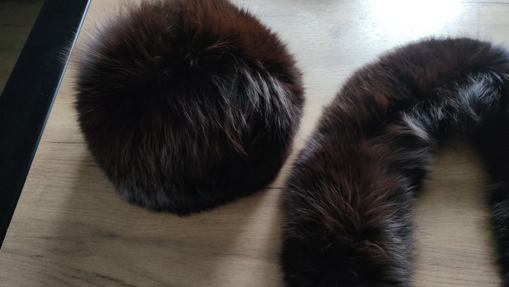 Komplet czapka i szalik z lisa