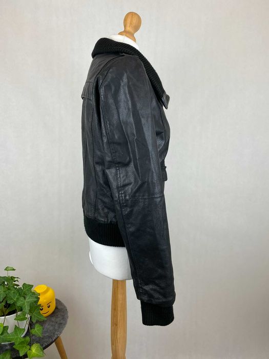 kurtka skórzana damska big collar moto biker real leather jacket