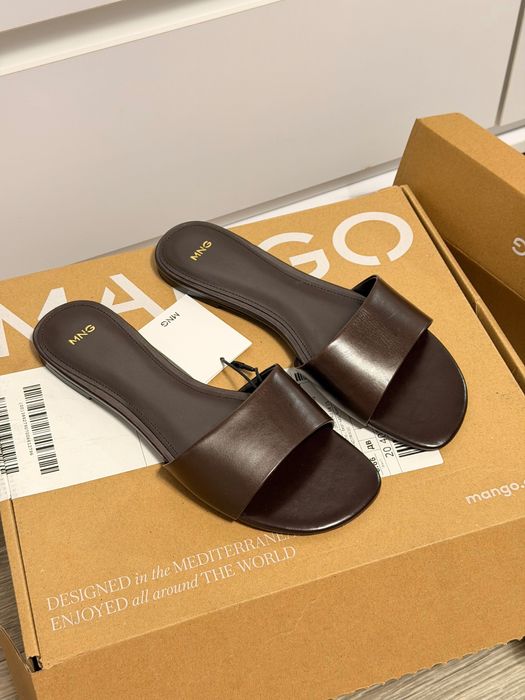Коричневі тапки mango 40