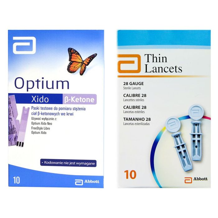10x Paski KETO + 10x LANCETY Thin Lancets Xido Neo Freestyle Abbott