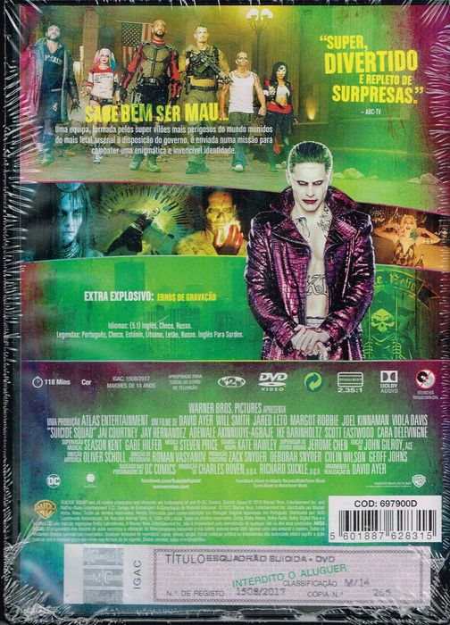 Filme em DVD: Esquadrão Suicida "Suicide Squad" - NOVO! SELADO!