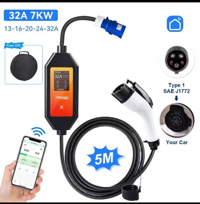 Зарядка 5м‼️IPENGEN 16А / 32A Type1 / Type2 / GB/T зарядное к электром