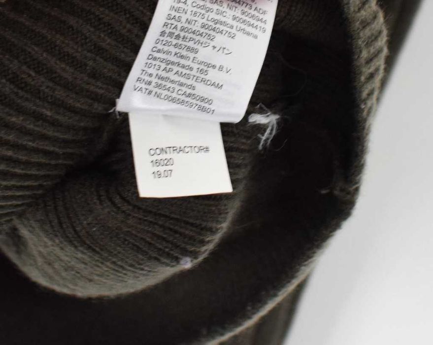 Calvin Klein vintage wełniany sweter grubt khaki L