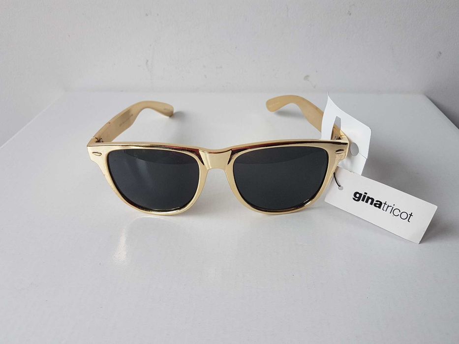 Nowe okulary przeciwsłoneczne złote NERDY Gina Tricot UV400