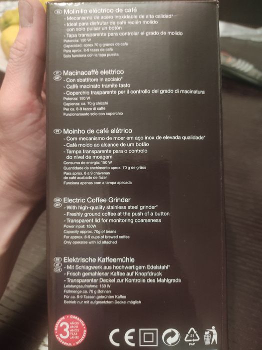 Moinho de café elétrico SilverCrest - Novo