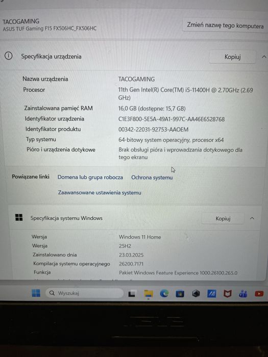 Laptop Asus Tuf Gaming F15