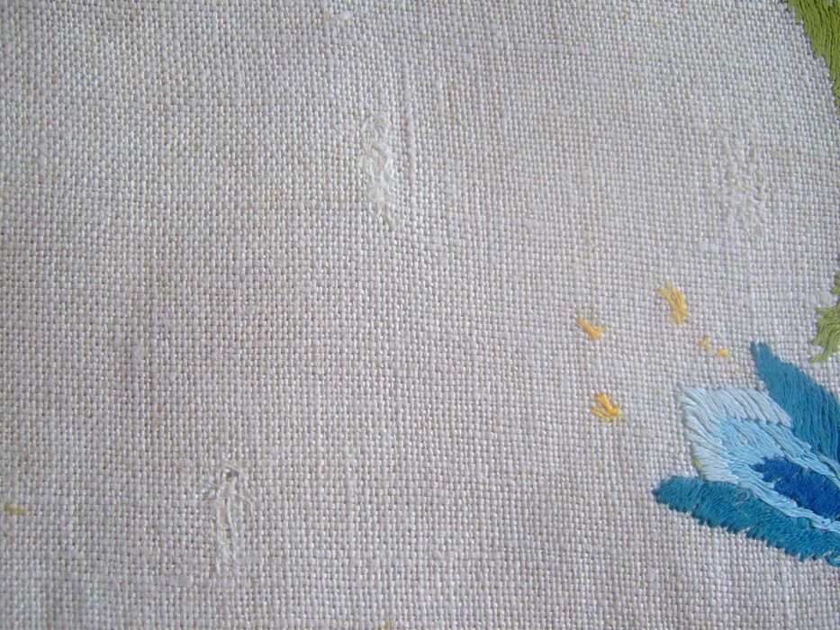 Serweta lniana 89x130cm len haft ręczny przedwojenna używana