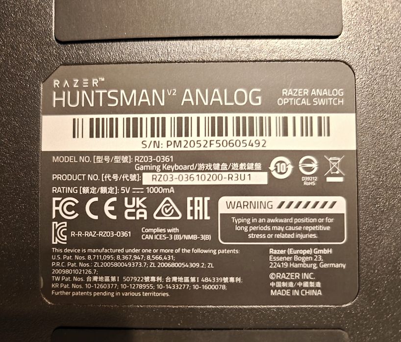 Клавіатура Razer Huntsman V2 Analog (RZ03-03610200-R3U1)