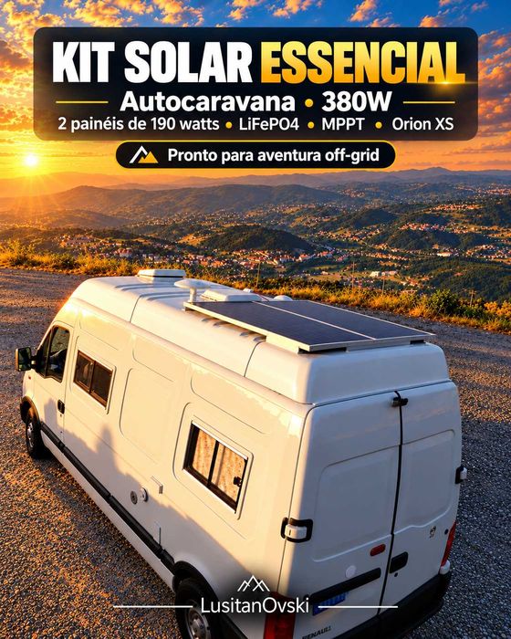 Kit Solar Básico Autocaravana 380W + 330Ah LiFePO4 — Instalação Incluída