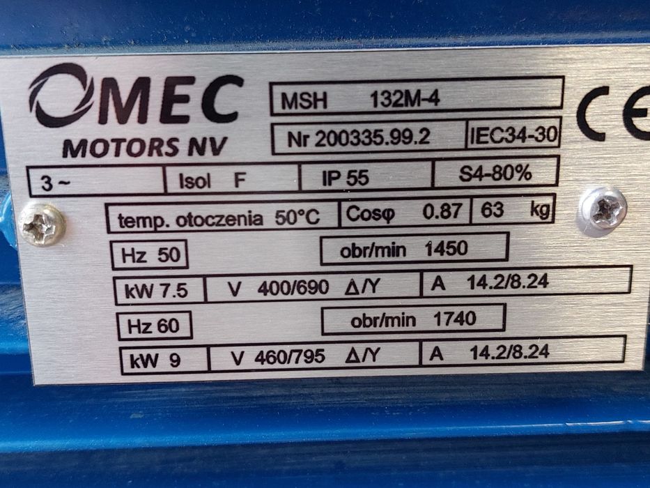 Silnik kołnierzowy elektryczny 7.5kw. 1450obr.  z hamulcem
