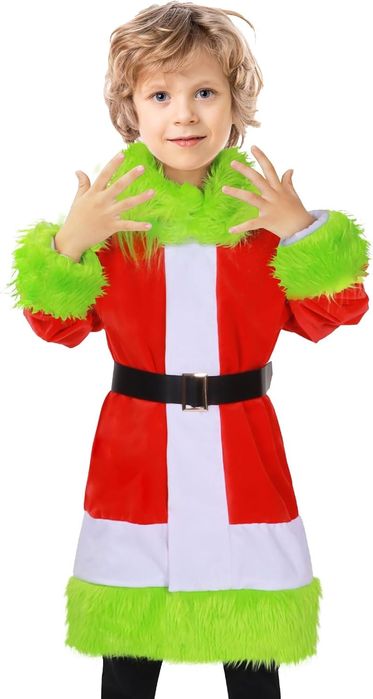 Kostium Świątecznego  Grincza Grinch Dla Dzieci Rozmiar 134-146Cm 9–10 Lat