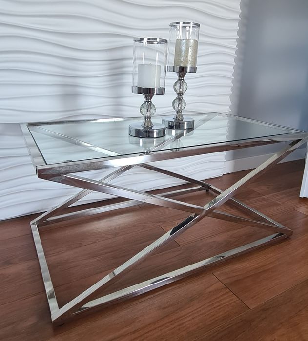 Konsola srebrna szkło