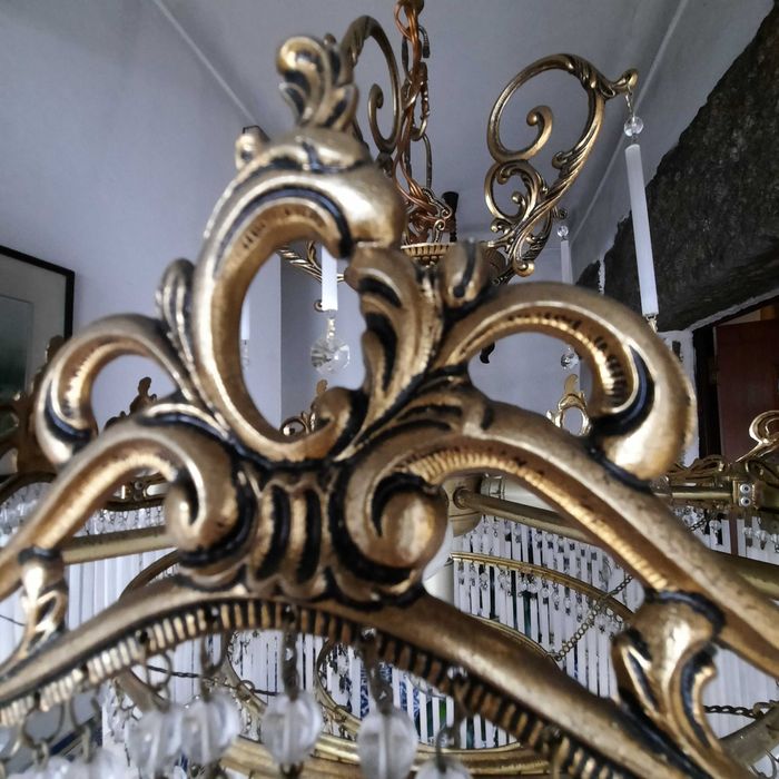 Lustre de teto vintage em latão e vidro