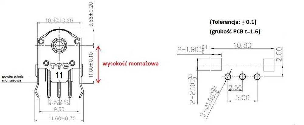TTC green core - enkoder / encoder/ scroll myszy