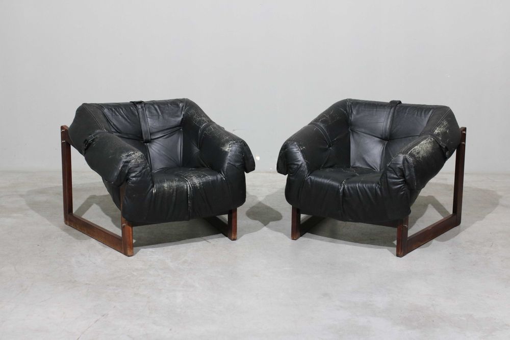 Par de poltronas Percival Lafer em couro | Design Brasileiro