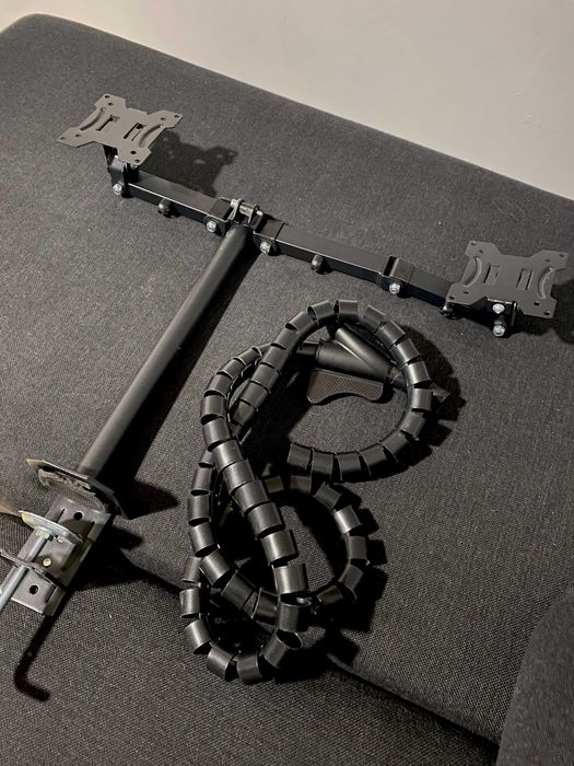 Uchwyt na 2 monitory do biurka – regulowany, z kablem organizującym