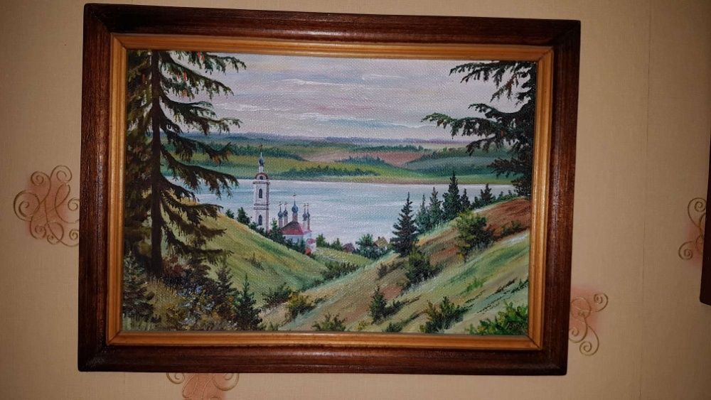 Картина в деревянной раме Лето Художник Балабанов 1997 год