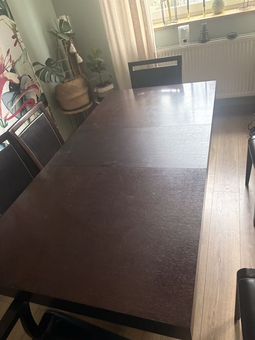 Zestaw  Vinotti   Stół +6 szt. krzeseł + komoda skóra venge