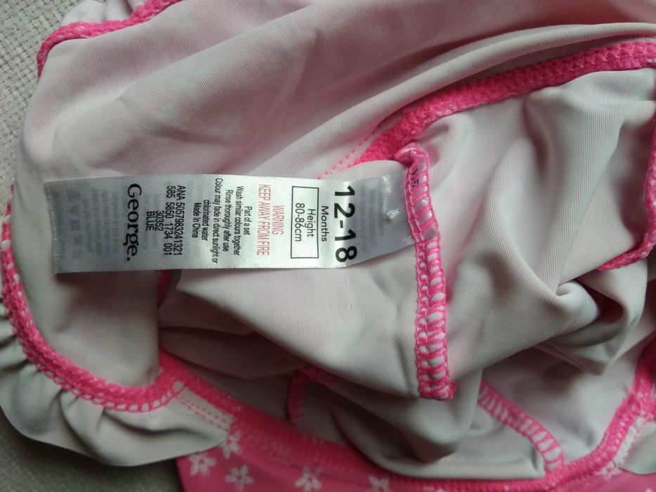 Czapka dziewczęca kwiaty z ochroną karku lato basen woda 80-86 George