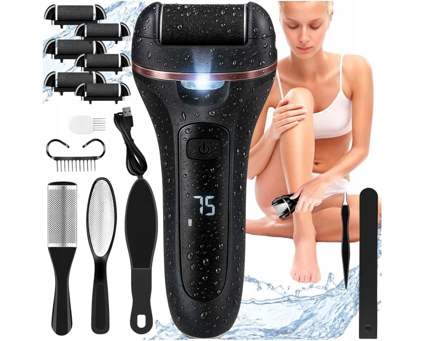 Pilnik Elektryczny Bezprzewodowy do Stóp Pięt Frezarka Zestaw 6 Rolek