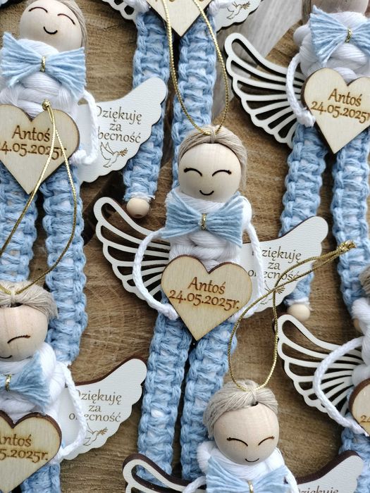 Aniołek podziękowanie dla gości Komunia Święta Makrama