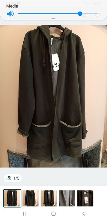 Bluza szara Zara kaptur kolekcja kieszenie zara narzutka szara męska kolekcja płaszczyk surowe wykonanie