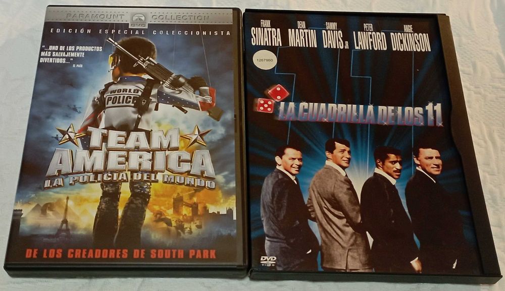 2 dvds :team america la policia del mundo e la cuadrilla de los 11