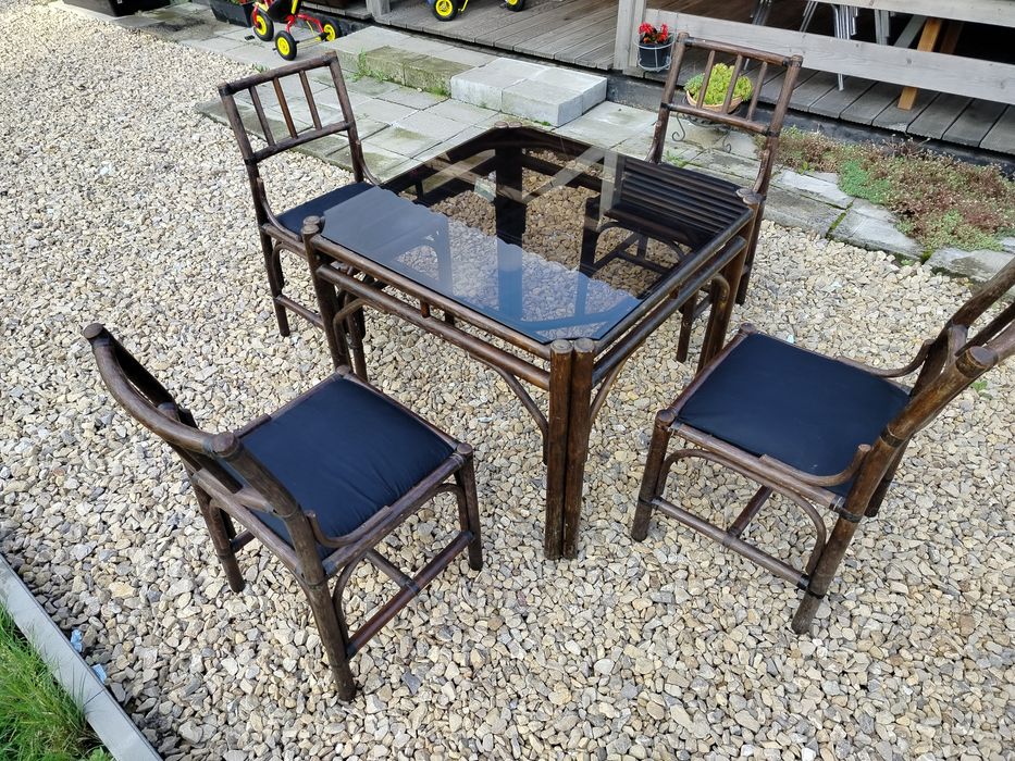 Zestaw mebli ogrodowych stół krzesła bambus rattan