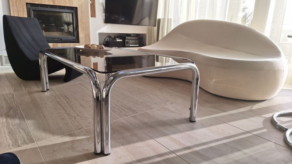 Duży Stolik ława art deco, bauhaus chrom szklo