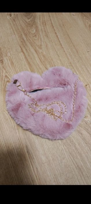 Torba torebka serce miś futerko różowa na łańcuszku nowa włochata