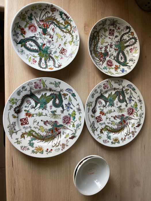 Chińska porcelana z lat 80 recznie malowana