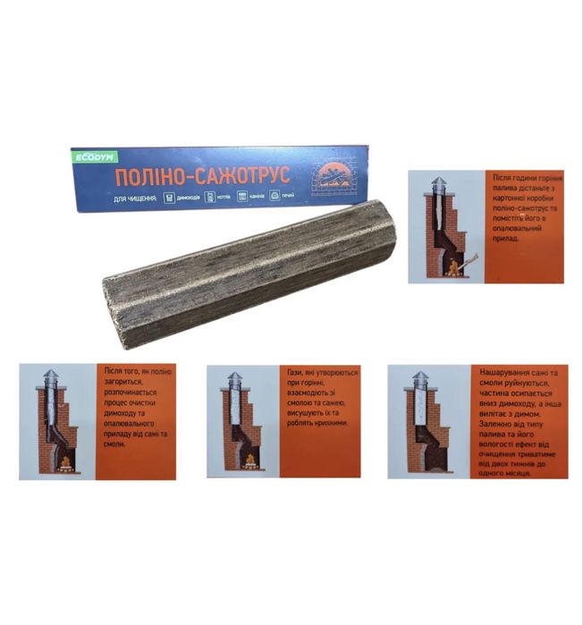 Засіб для очищення димоходів, котлів, камінів і печей від сажі та смол