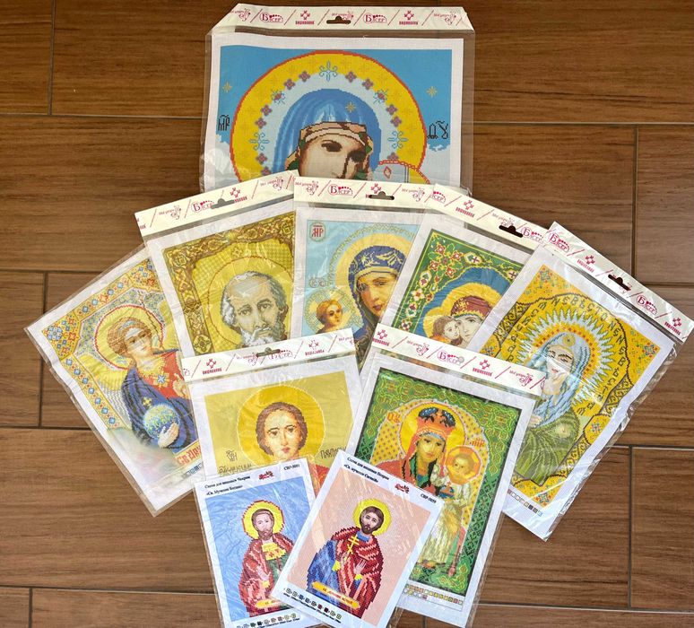 Набір 10 шт А3 А4 Схема для вишивки бісером ікона Христос Матір канва