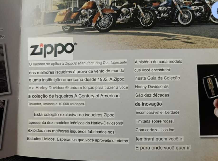 Harley davidson 10 Zippos edição limitada