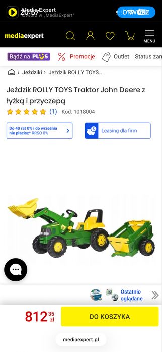 NOWY Jeździk ROLLY TOYS Traktor z łyżką i przyczepą