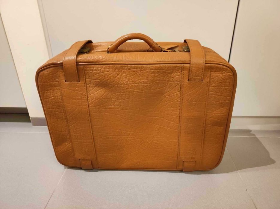 Retro walizka torba PRL jasny brąz