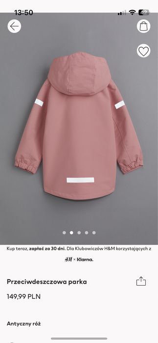 NOWA parka przeciwdeszczowa dziewczeca H&M