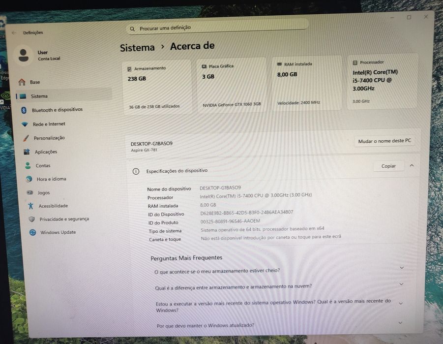 PC Acer aspire GX-781