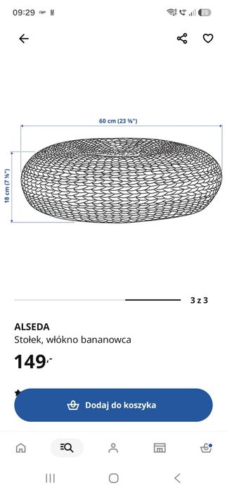 Alseda Ikea stołek pufa