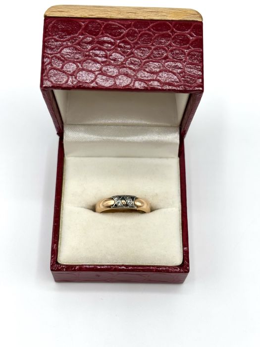 Złota Obrączka pierścionek z brylantami