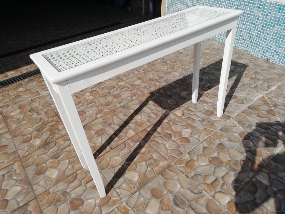 Mesa De Apoio Entrada Branca C Vidro