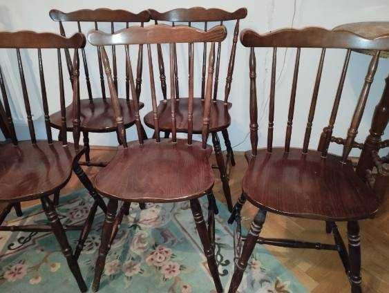 Zestaw 6 krzeseł + stół, "patyczaki", wz. King Edward, FMG Jasienica