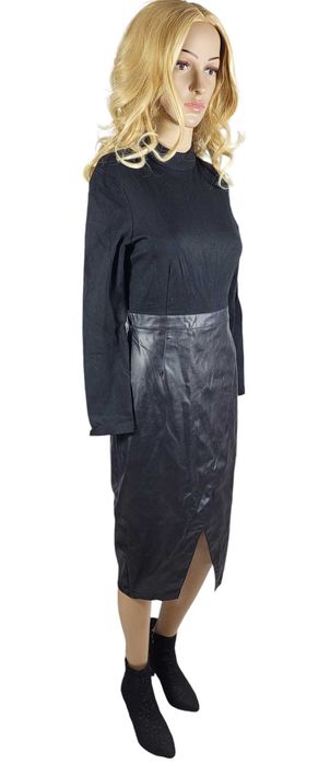 Czarna elegancka sukienka ASOS 36,S eko skóra