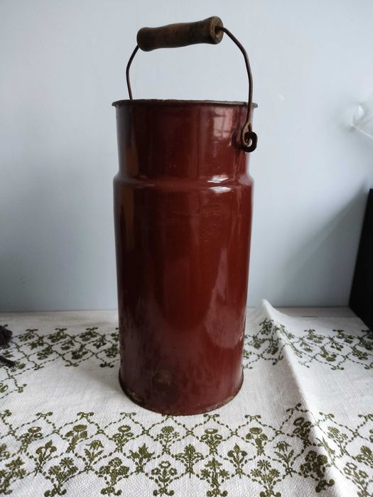 Kanka, bańka emaliowana brązowa na mleko 5l.