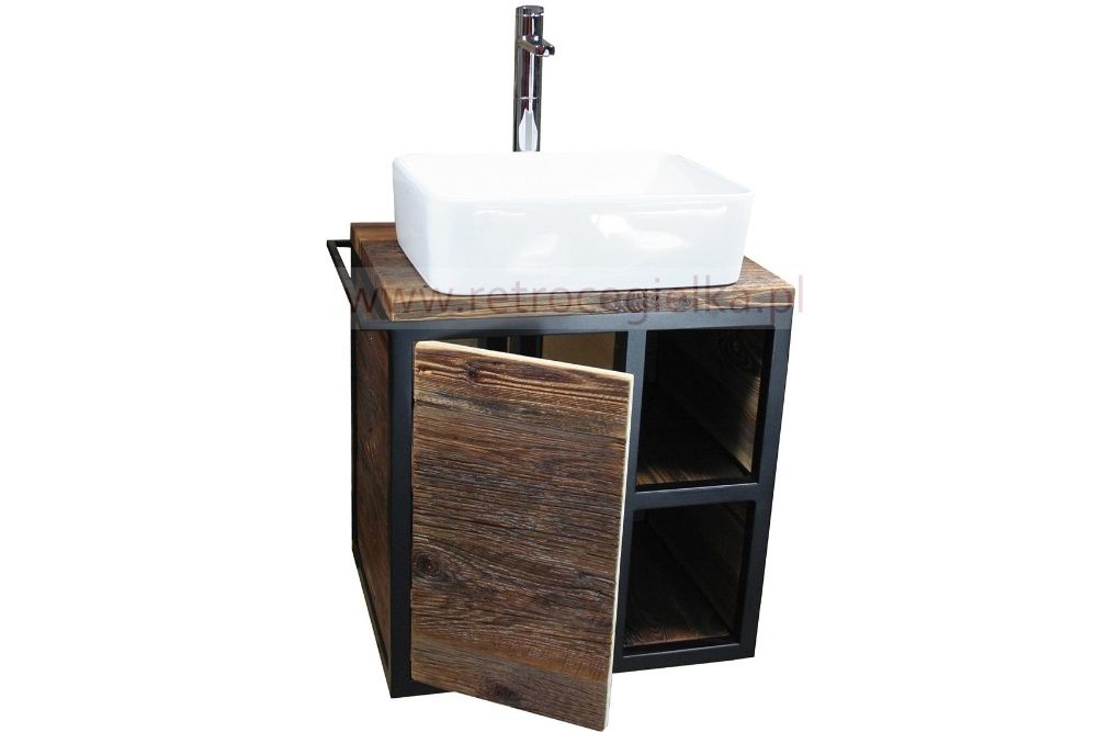 Szafka łazienkowa podwieszana, stare drewno sosnowe