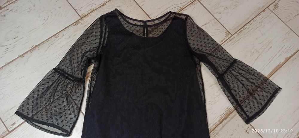 Czarna wizytowa bluzka dla dziewczynki H&M 158 bdb